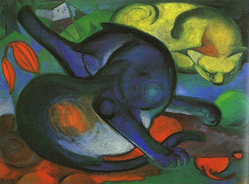 Franz Marc Two Cats, Blue and Yellow china oil painting image